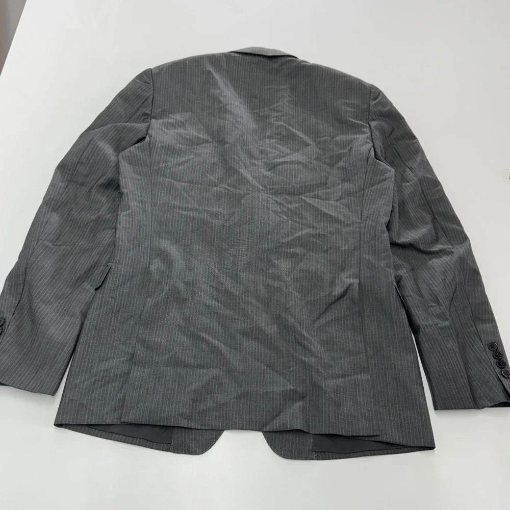 Z Zegna Blazer Mens 50L Gray Pinstripe City Wool Mohair Two Button‎ Professional